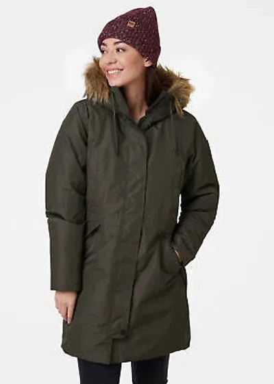Pre-owned Helly Hansen Alva 2.0 Parka Women's Beluga Casual Lifestyle Warm Winter Jacket In Green