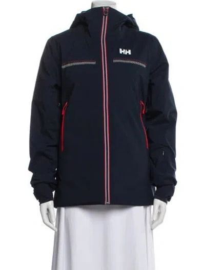 Pre-owned Helly Hansen Colorblock Pattern Bomber Jacket In Blue
