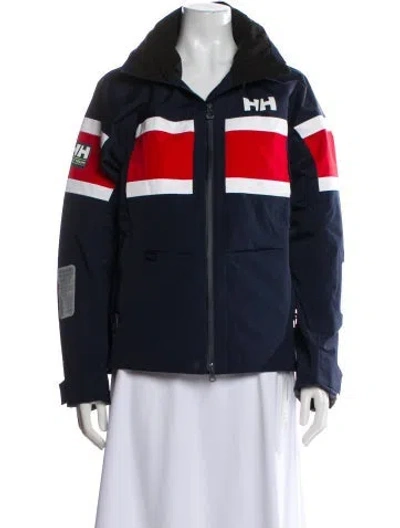Pre-owned Helly Hansen Colorblock Pattern Bomber Jacket In Blue