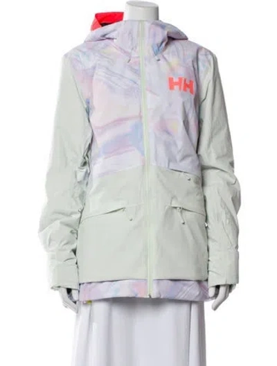 Pre-owned Helly Hansen Colorblock Pattern Coat W/ Tags In Green
