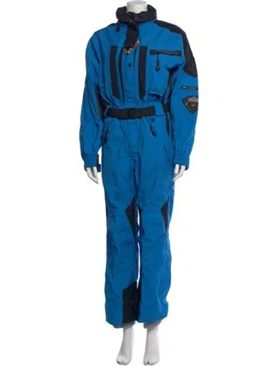 Pre-owned Helly Hansen Colorblock Pattern Crew Neck Ski Suit In Blue