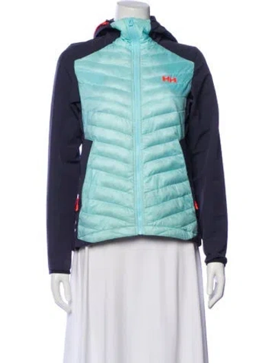 Pre-owned Helly Hansen Colorblock Pattern Down Jacket In Blue