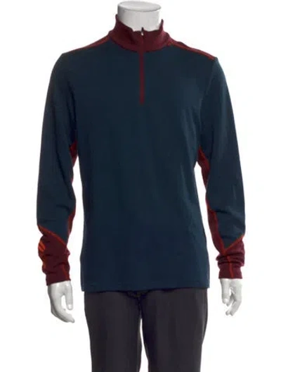 Pre-owned Helly Hansen Colorblock Pattern Mock Neck Sweatshirt In Blue