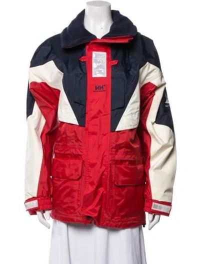 Pre-owned Helly Hansen Colorblock Pattern Performance Jacket In Red