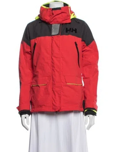 Pre-owned Helly Hansen Colorblock Pattern Performance Jacket In Red