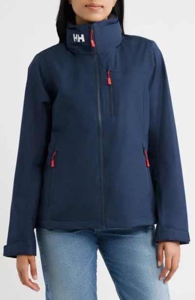 Helly Hansen Crew 2.0 Water Repellent Hooded Jacket In Navy