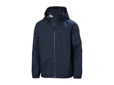 Helly Hansen Crew Hooded Jacket (big Kid) Kid's Coat Navy : 11 Big Kid, Polyester In Blue