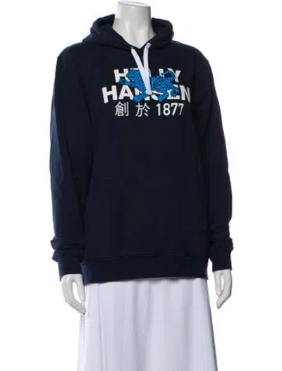Pre-owned Helly Hansen Graphic Print Crew Neck Hoodie In Blue