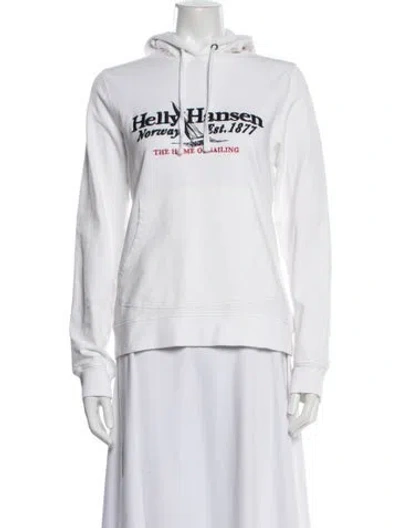 Pre-owned Helly Hansen Graphic Print Crew Neck Hoodie In White