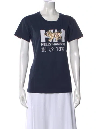 Pre-owned Helly Hansen Graphic Print Crew Neck T-shirt In Blue