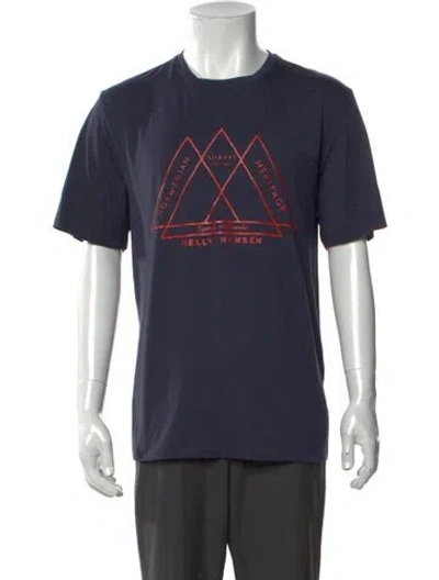 Pre-owned Helly Hansen Graphic Print Crew Neck T-shirt In Blue