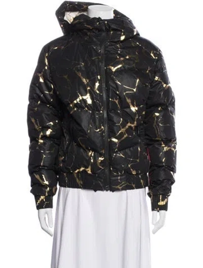 Pre-owned Helly Hansen Graphic Print Down Jacket W/ Tags In Black