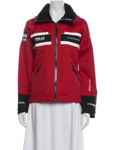 Pre-owned Helly Hansen Graphic Print Performance Coat In Red