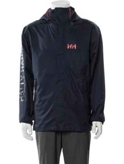 Pre-owned Helly Hansen Graphic Print Windbreaker In Blue