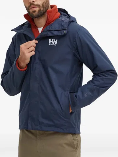 Helly Hansen Hooded Logo Jacket In Blue