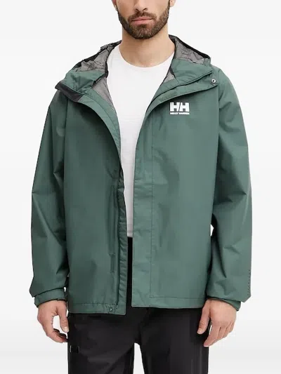 Helly Hansen Hooded Logo Jacket In Green