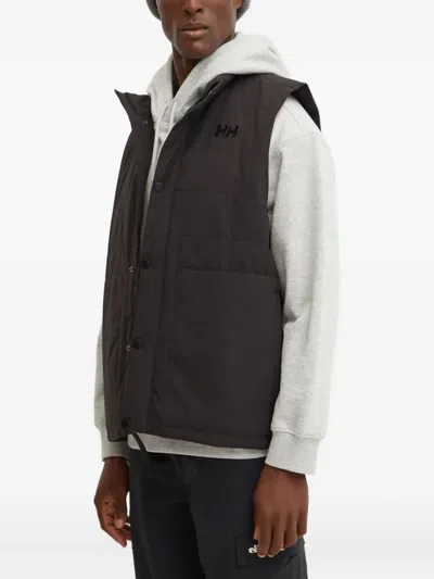 Helly Hansen Hooded Quilted Gilet In Black