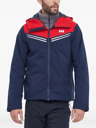 Helly Hansen Hooded Striped Ski Jacket In Blue
