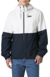 Helly Hansen Koster Waterproof Hooded Rain Jacket In White/navy