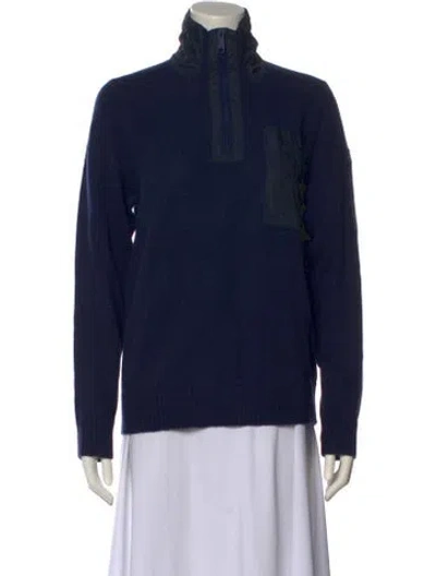 Pre-owned Helly Hansen Lambswool Mock Neck Sweater W/ Tags In Blue