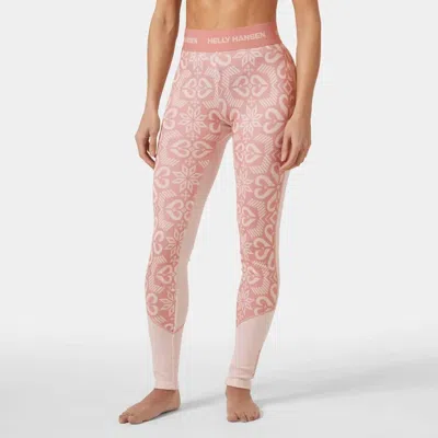 Helly Hansen Lifa Merino Midweight Graphic Pant In Pink Nordic Rose In Multi
