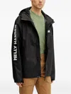 Helly Hansen Logo-sleeve Hooded Jacket In Black