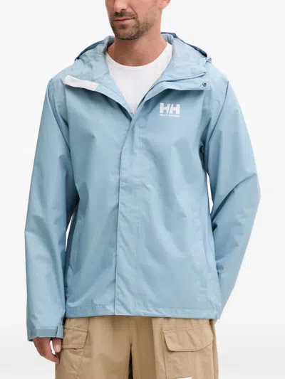 Helly Hansen Logo-print Hooded Jacket In Blue