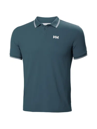 Helly Hansen Logo-print Tipped Polo Shirt In Blue