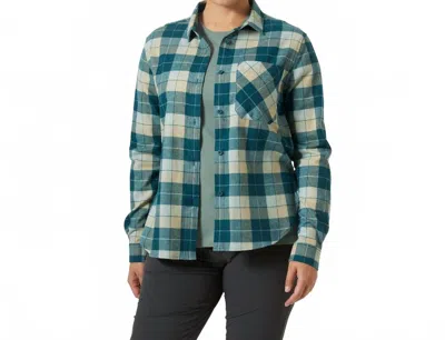Helly Hansen Lokka Organic Flannel Long Sleeve Shirt In Dark Creek In Multi