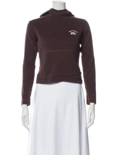 Pre-owned Helly Hansen Mock Neck Long Sleeve Hoodie In Brown