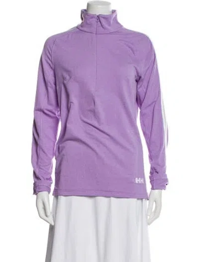 Pre-owned Helly Hansen Mock Neck Long Sleeve Top In Purple