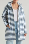 Helly Hansen Moss Waterproof Rain Coat In 601 Washed Navy Stripe Aop
