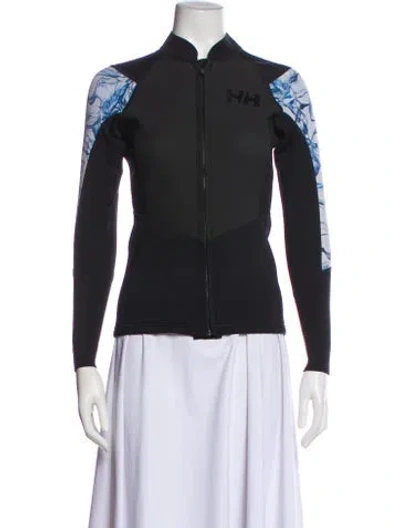 Pre-owned Helly Hansen Neoprene Graphic Print Bomber Jacket In Gray