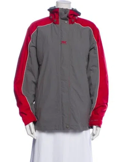 Pre-owned Helly Hansen Nylon Colorblock Pattern Jacket In Gray