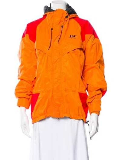 Pre-owned Helly Hansen Nylon Colorblock Pattern Jacket In Orange
