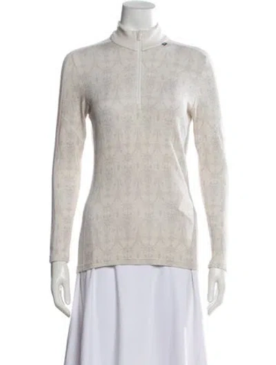 Pre-owned Helly Hansen Patterned Mock Neck Top In Neutrals