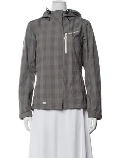 Pre-owned Helly Hansen Plaid Print Performance Coat In Grey