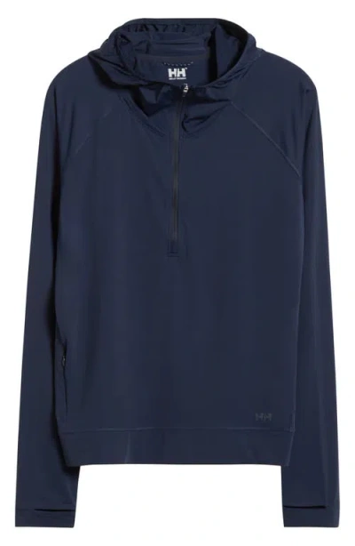 Helly Hansen Shine Solen Sun Half-zip Hoodie In Navy