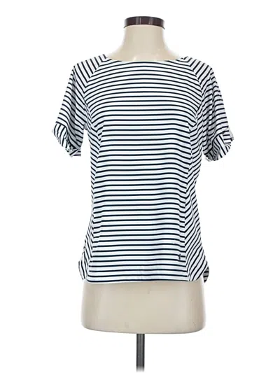 Pre-owned Helly Hansen Short Sleeve Top White Stripes Pattern Boatneck Tops
