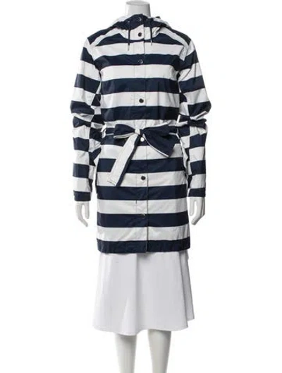 Pre-owned Helly Hansen Striped Performance Coat In Blue/white