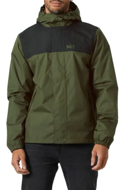 Helly Hansen Vancouver Hooded Rain Jacket In Green