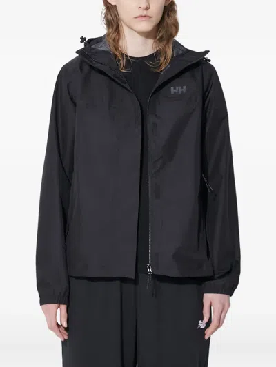 Helly Hansen Vancouver Hooded Zip-up Rain Jacket In Black