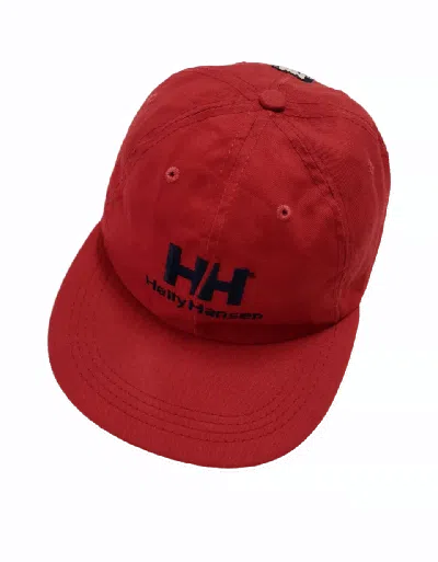Pre-owned Helly Hansen Vintage  Spell Out Logo Cap In Red