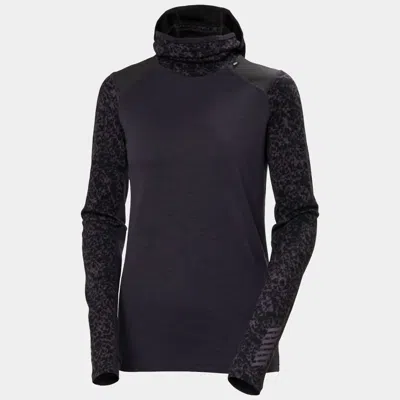 Helly Hansen Women's Lifa Merino Mid Hoodie In Black Grape Arc Reflect Ao