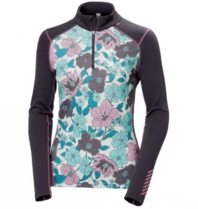 Helly Hansen Women's Lifa Merino Mid Top In Barely Blue Houndstooth In Multi