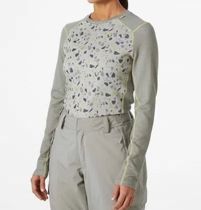 Helly Hansen Women's Lifa Merino Midweight Crew Shirt In Terrazo Granite In Gray