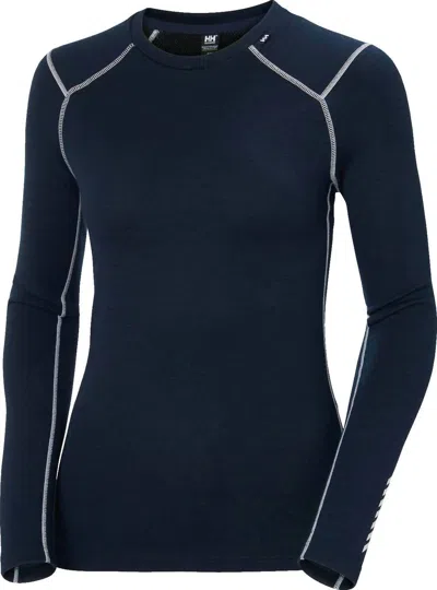 Helly Hansen Women's Lifa Merino Midweight Crew Top In Navy In Blue