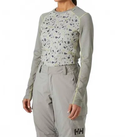 Helly Hansen Women's Lifa Merino Midweight Graphic Crew Top In Terrazzo Granite In White