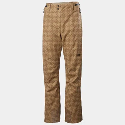 Helly Hansen Women's St. Moritz Insulated Pants 2.0 In Warm Tan- Houndstooth Pattern In Brown