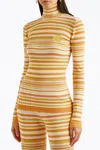 Helmstedt Awa Ribbed-knit Turtleneck Top In Yellow Stripes In Yellow